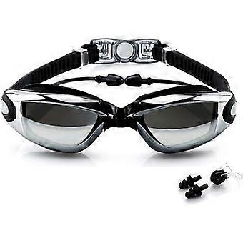 Schwimmbrille, Schwimmbrille für erwachsene Männer Frauen Kein Auslaufen, Anti-Beschlag, UV-Schutz, Schwarz