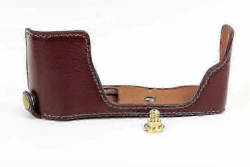 Genuine real leather half camera case with grip, customized for Olympus E-M10 Mark II camera