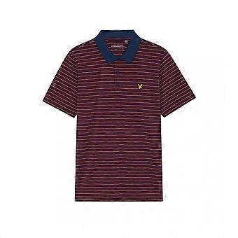 Men's Lyle & Scott Golf Striped Polo - Plum / White