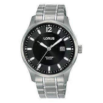 Lorus herenhorloge van titanium met zwarte wijzerplaat RH995QX9