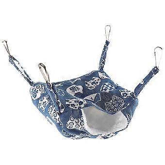 Small Pet Hanging Hammock Sleeping Bag, Knitted Plush and Linen, Warm Cozy Rest and Play Nest for Hamsters and Rats, Blue, 20x15x10cm, 1 Piece