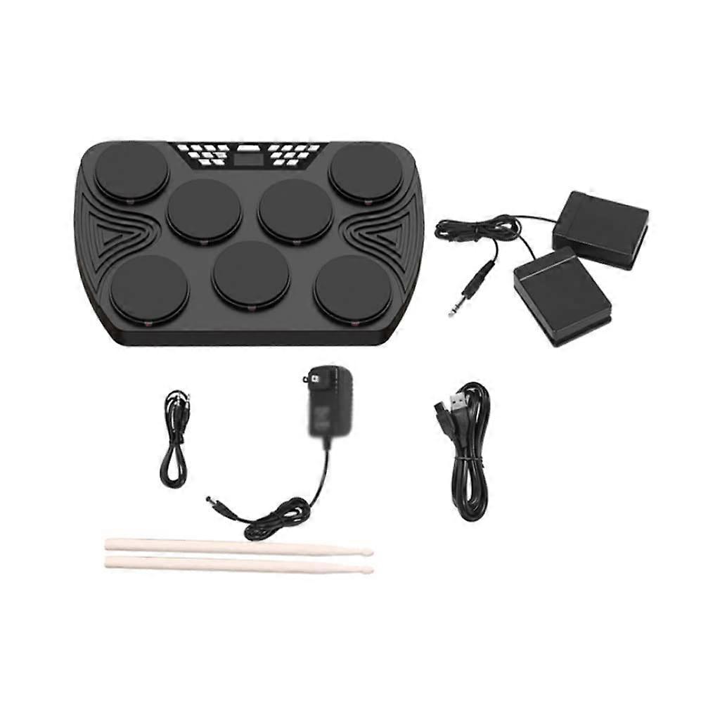 Electronic Drum Set 7 VelocitySensitive Pads Rechargeable Tabletop Kit with US Plug