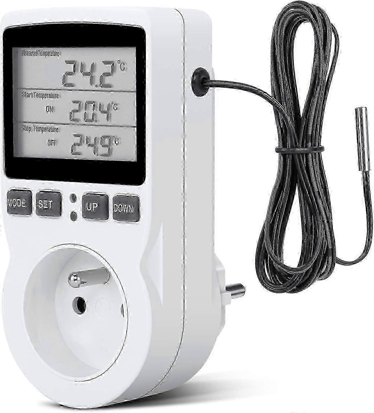 Digital Temperature Controller, Heating Cooling Thermostat Socket LCD, 230v (Socket)