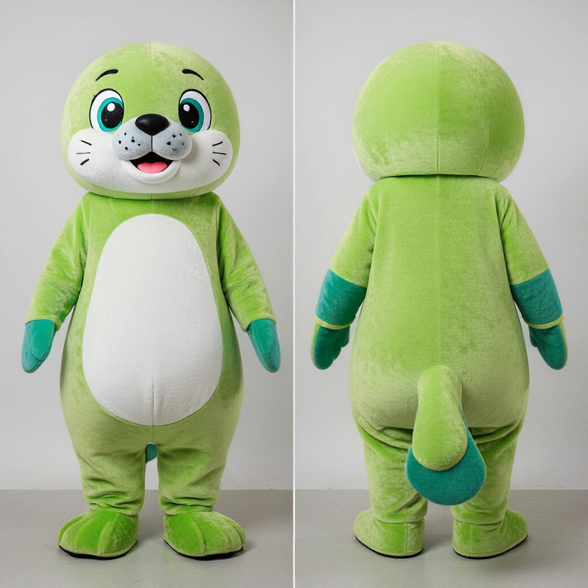 MASTICOT Lime Green Cartoon Seal Mascot