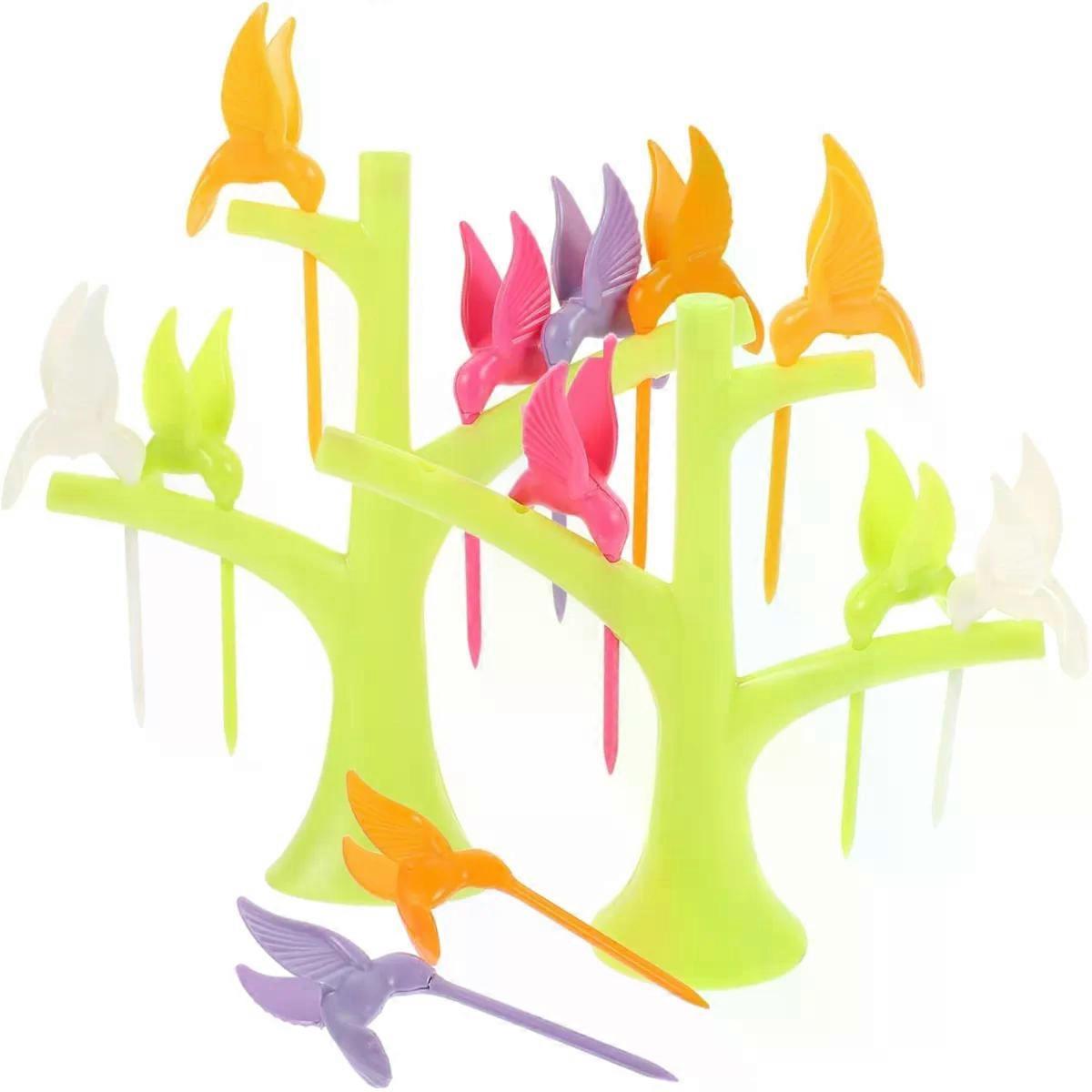 Bird Fruit Fork Picks 2 Sets Plastic Decorative Appetizer Picks