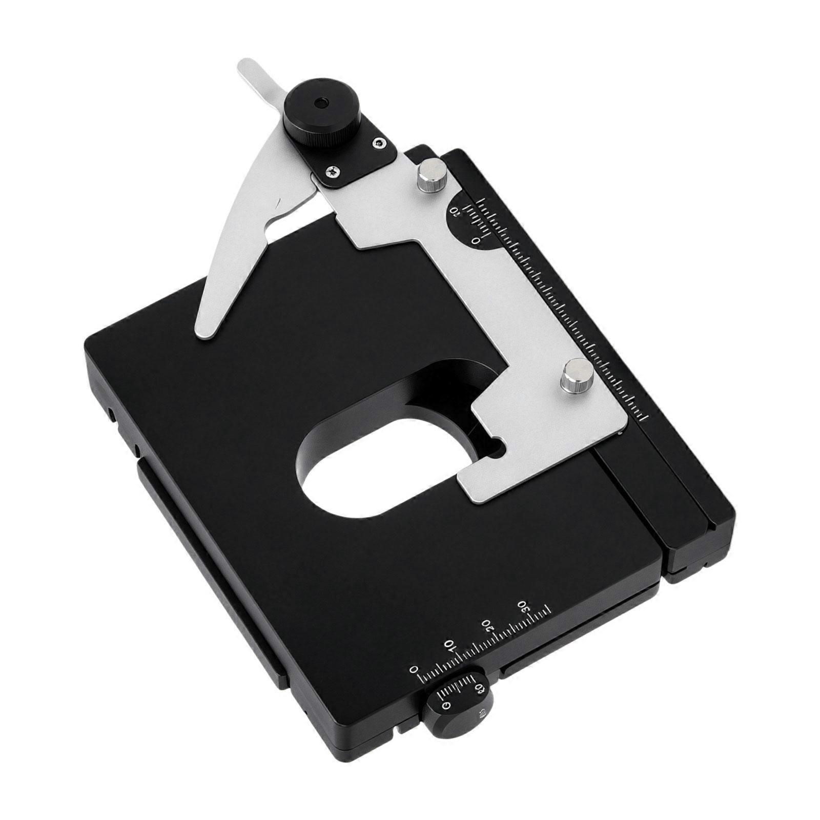 Mechanical Microscope Stage with 2-Direction Adjustment Knobs, Metal Construction, and Clip for Microscope Slides  S