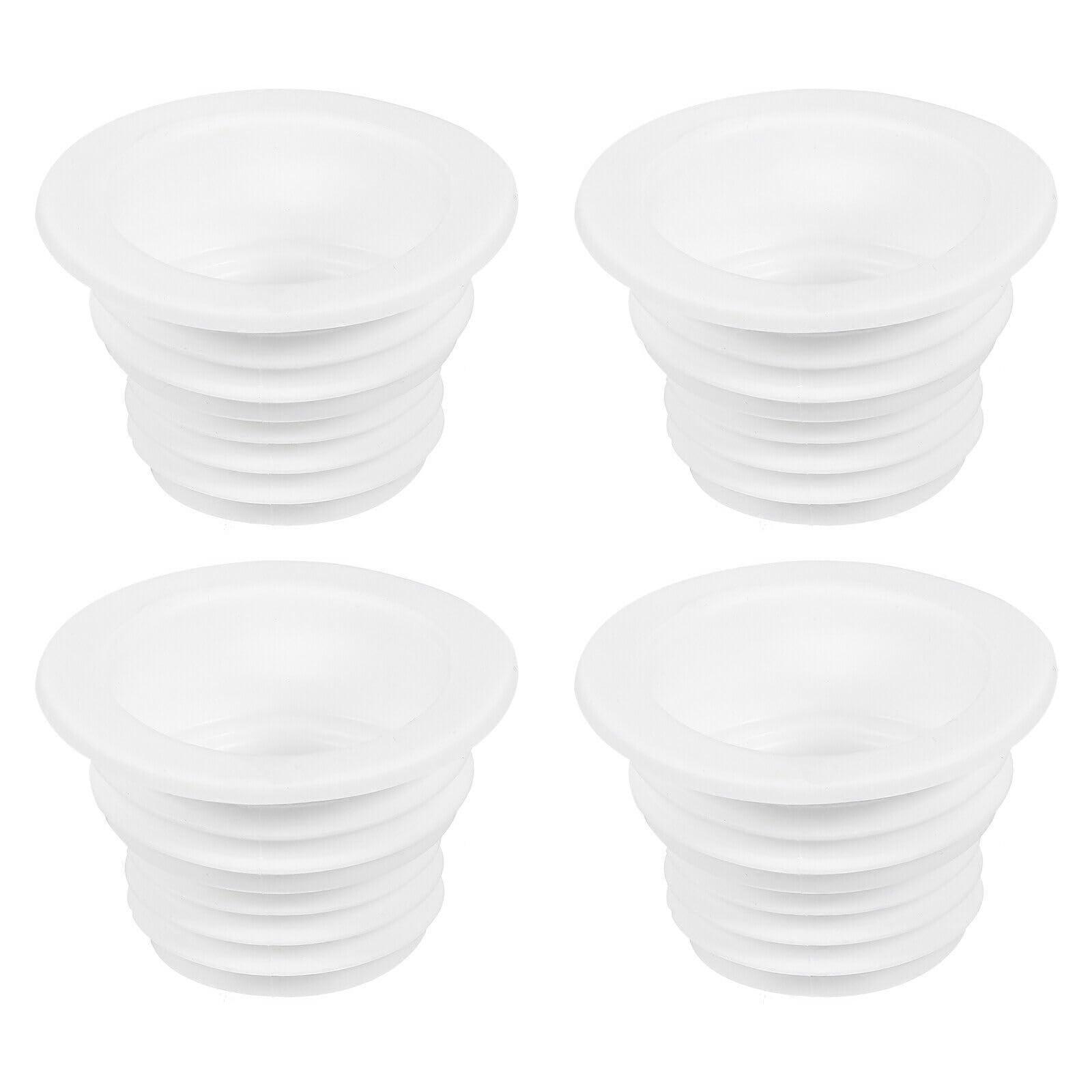 Drain Pipe Sewer Seal Ring Silicone Plug White 4 Pack
