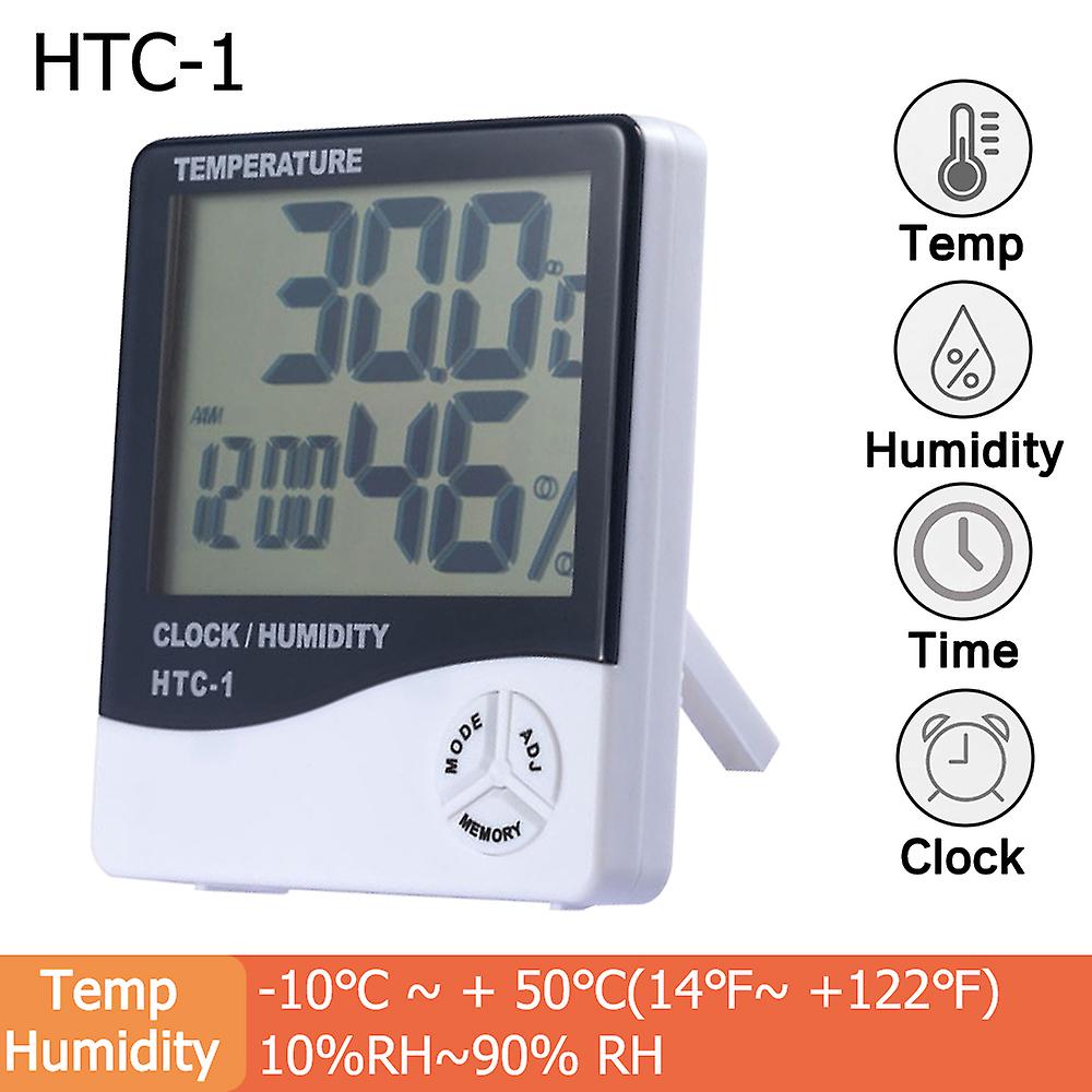 Lcd Digital Thermometer Hygrometer Electronic Temperature Humidity Meter Weather Station Clock Indoor Outdoor Room Thermometer