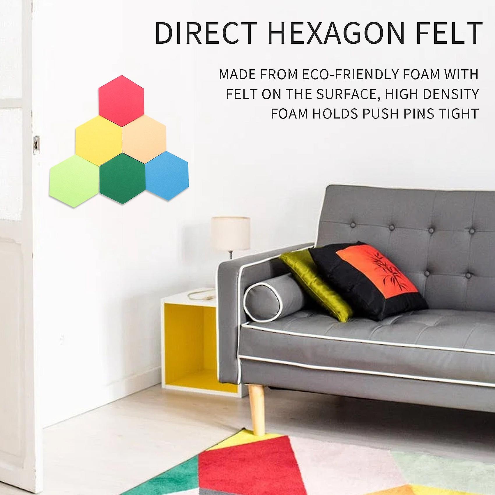 6 Pack Hexagon Felt Pin Board Adhesive Bulletin Memo Photo Cork Boards Colorful Foam Wall Decorativ