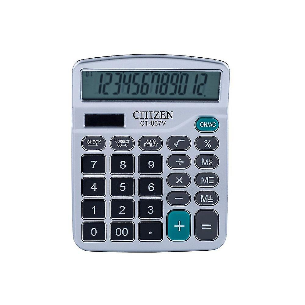 12 Digit Desk Calculator Large Buttons Financial Business Accounting Tool White Big Buttons Battery And Solar Power