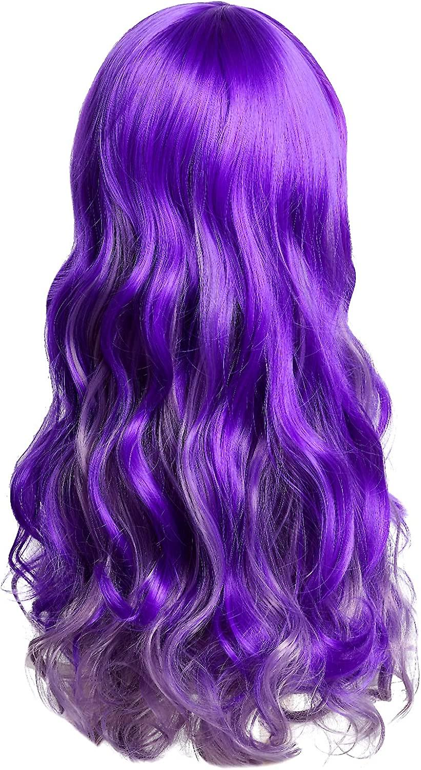 Rbenxia 30 Inch Gradient Violet Purple Wigs Colorful Long Curly Wavy