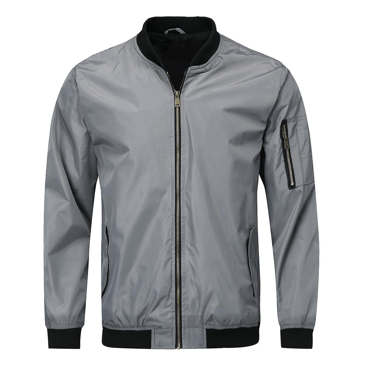 Cloudstyle Men's Casual Stand Collar Slim Polyester Jacket
