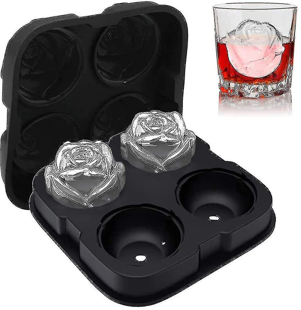 Ice Cube Tray Rose, Xxl 63mm 4-compartment Ice Cubes In Design, Easily