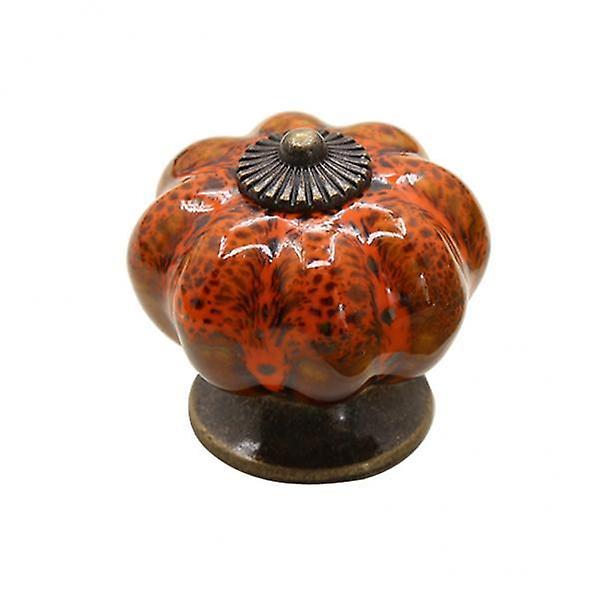 6xRound Pumpkin Shape Ceramic Cabinet Pull Knobs Orange