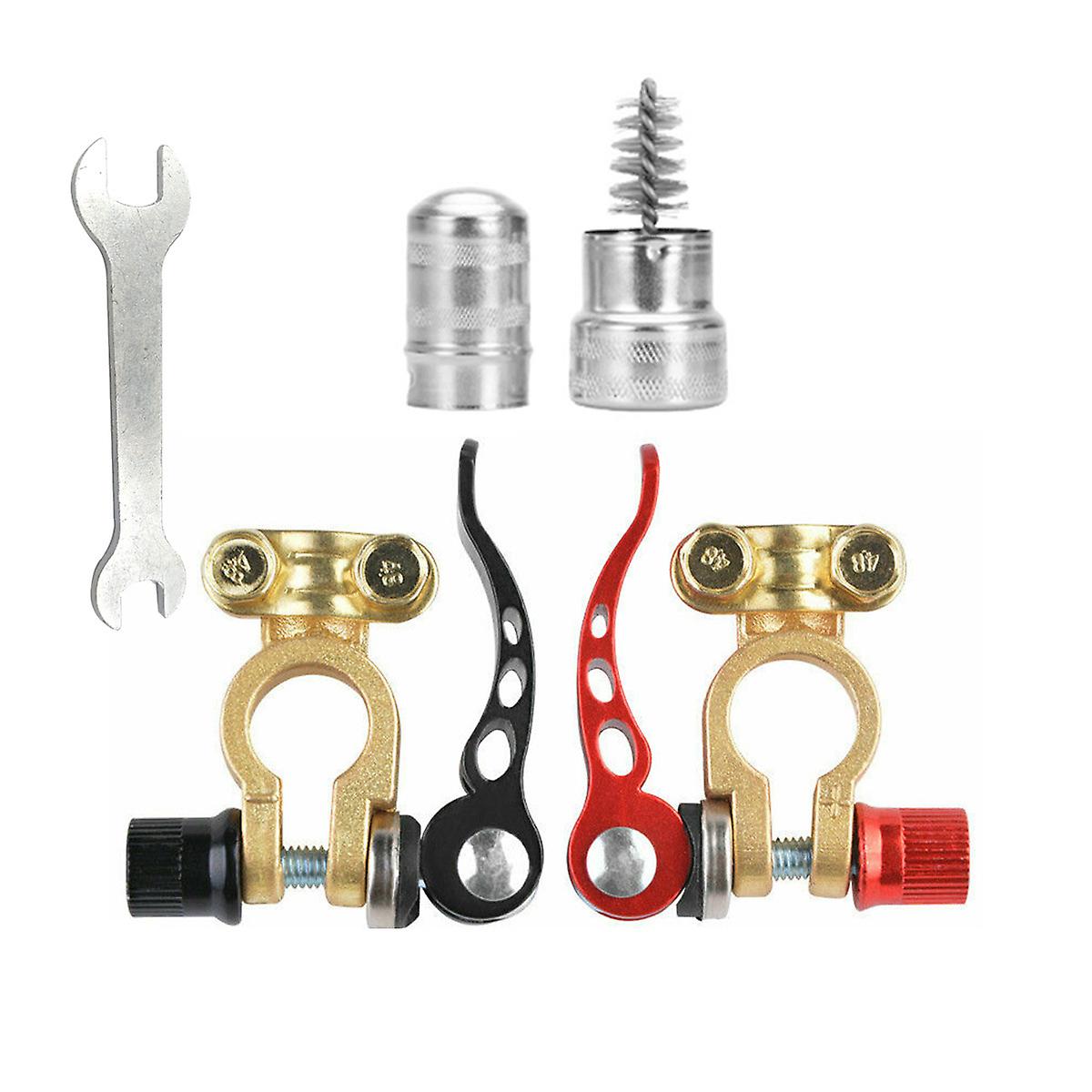 A Pair Of Automobile Battery Terminal Disconnection Close Connector 6v 12v 24v Pure Copper Pile Head Quick Release Rable Clamp