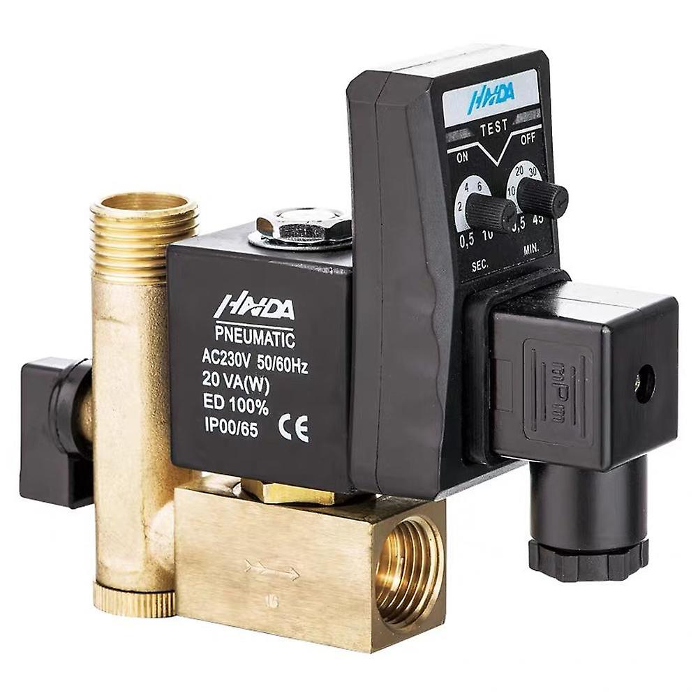 1/2 Inch Electronic Drain Valve Brass Automatic Timed Condensate Drain Valve 2-Way Unidirectional