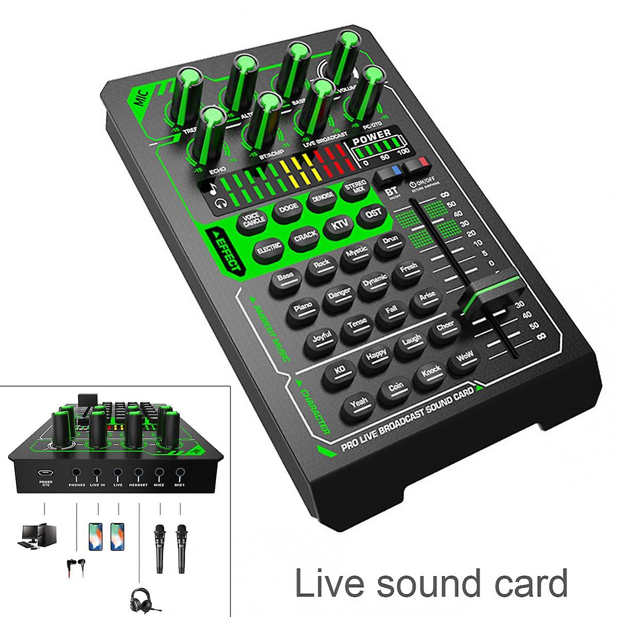 E1 Sound Card Live Mixer Sound Card Sound Effect Processor Microphone Accessories Live Audio Equipment For Pc Smartphone Live