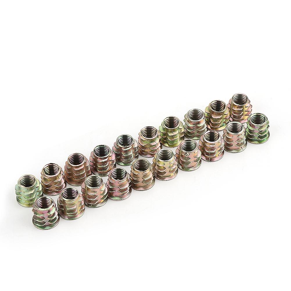 20pcs M8 15mm Zinc Alloy Hex Head Threaded Furniture Nuts for Wood Insert