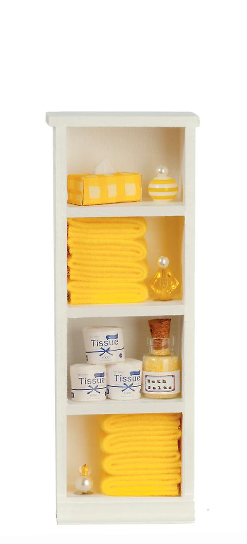 Dolls House Narrow Shelf Unit Lemon Towels & Accessories 1:12 Bathroom Furniture