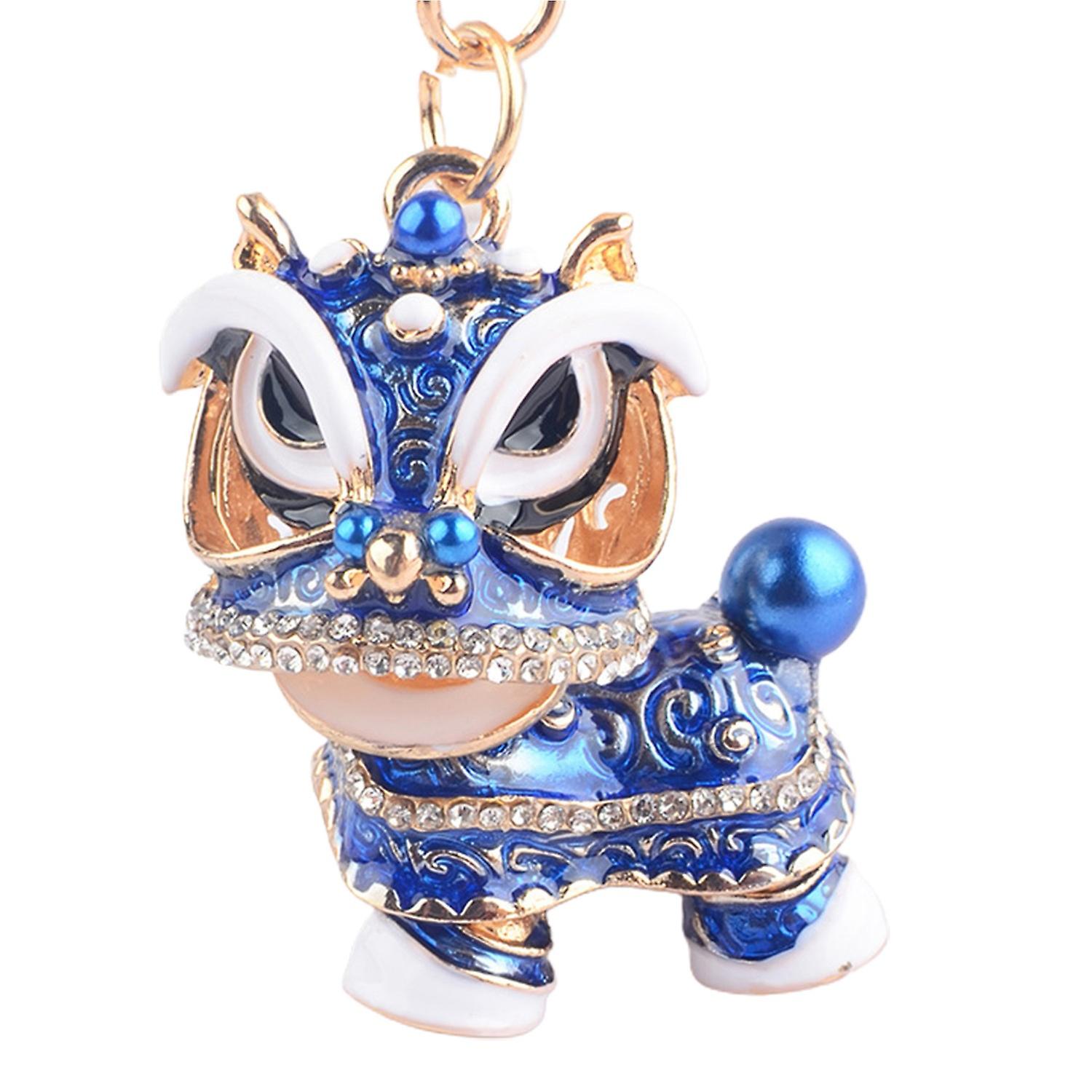 Car Keychain Rhinestone Inlaid Chinese Style Realistic Three-dimensional Unfading Decorate 360 Degre