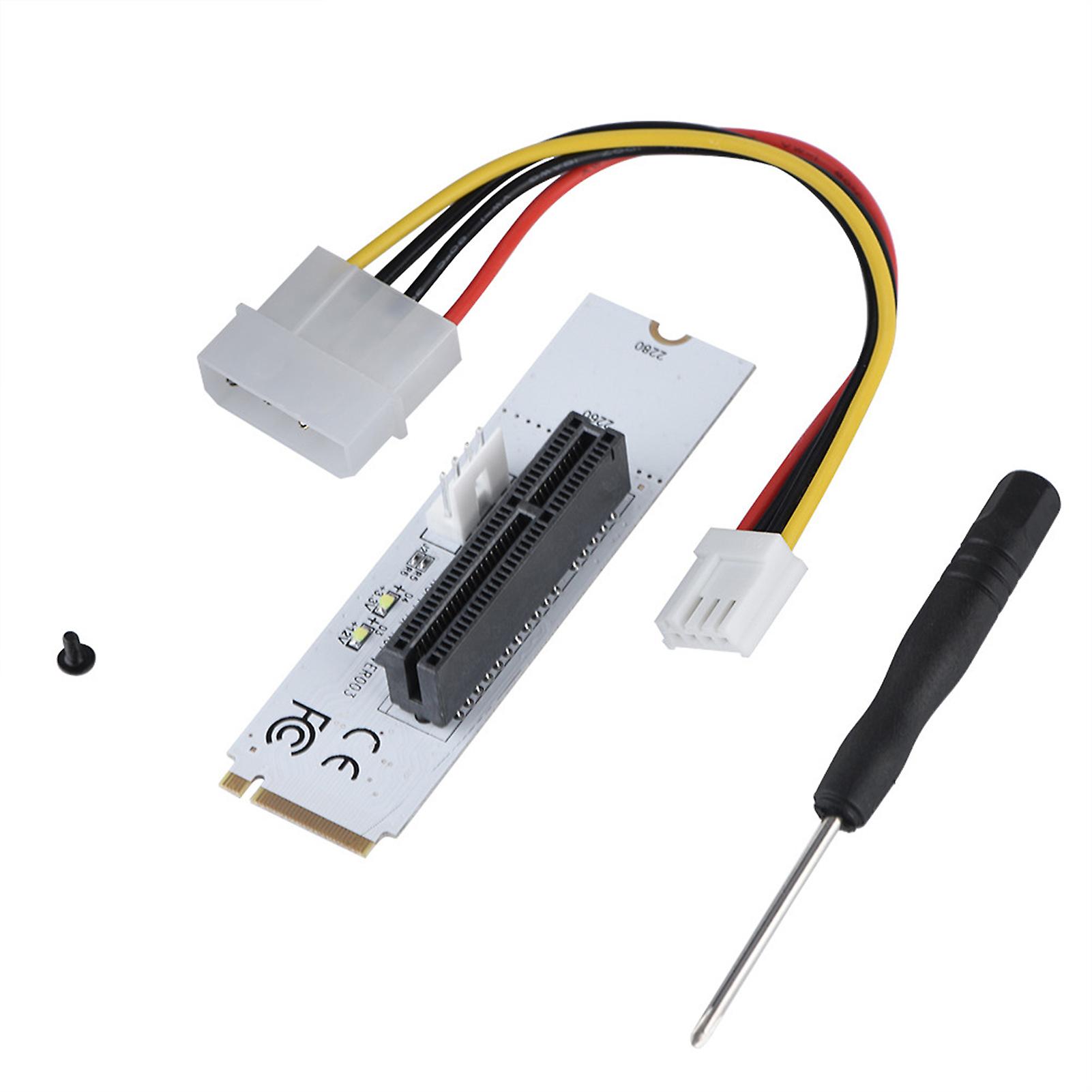 NGFF M.2 Key M to PCI-E Express 4X Riser Card Adapter with LED Voltage Indicator Large 4P Power C