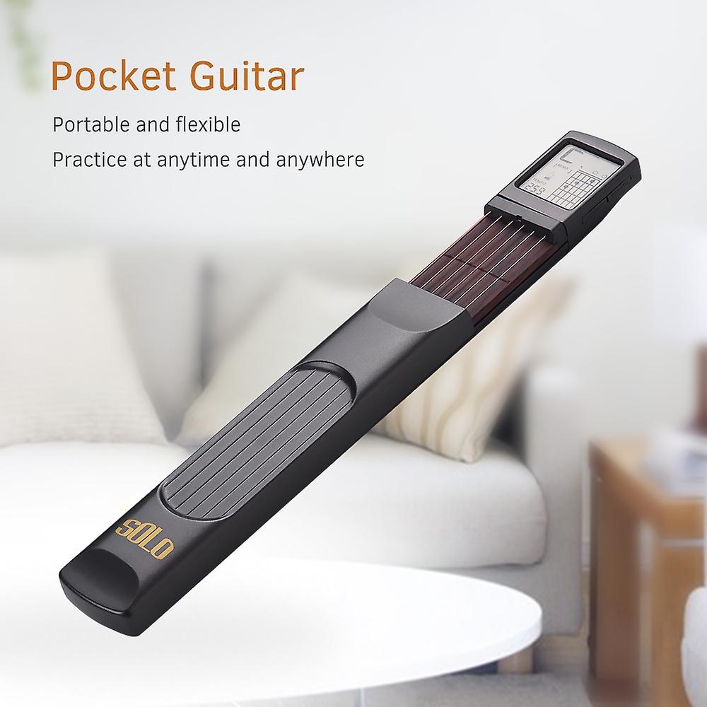 6-String Pocket Guitar Chord Trainer Folk Guitar Practice Tool Gadget 6 Frets with Rotatable Chords 