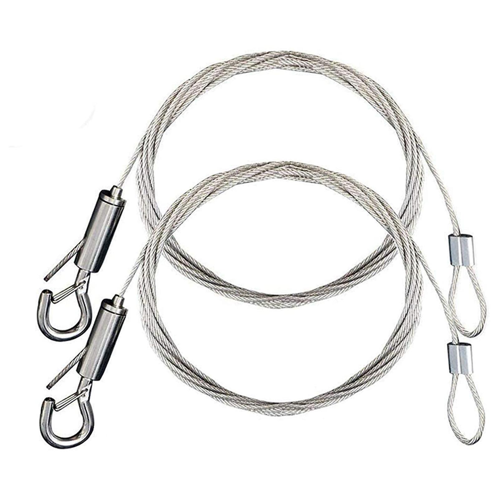 Adjustable Picture Hanging Wire Stainless Steel Strong Wire Rope with Loop and Hook 2m*1.5mm for