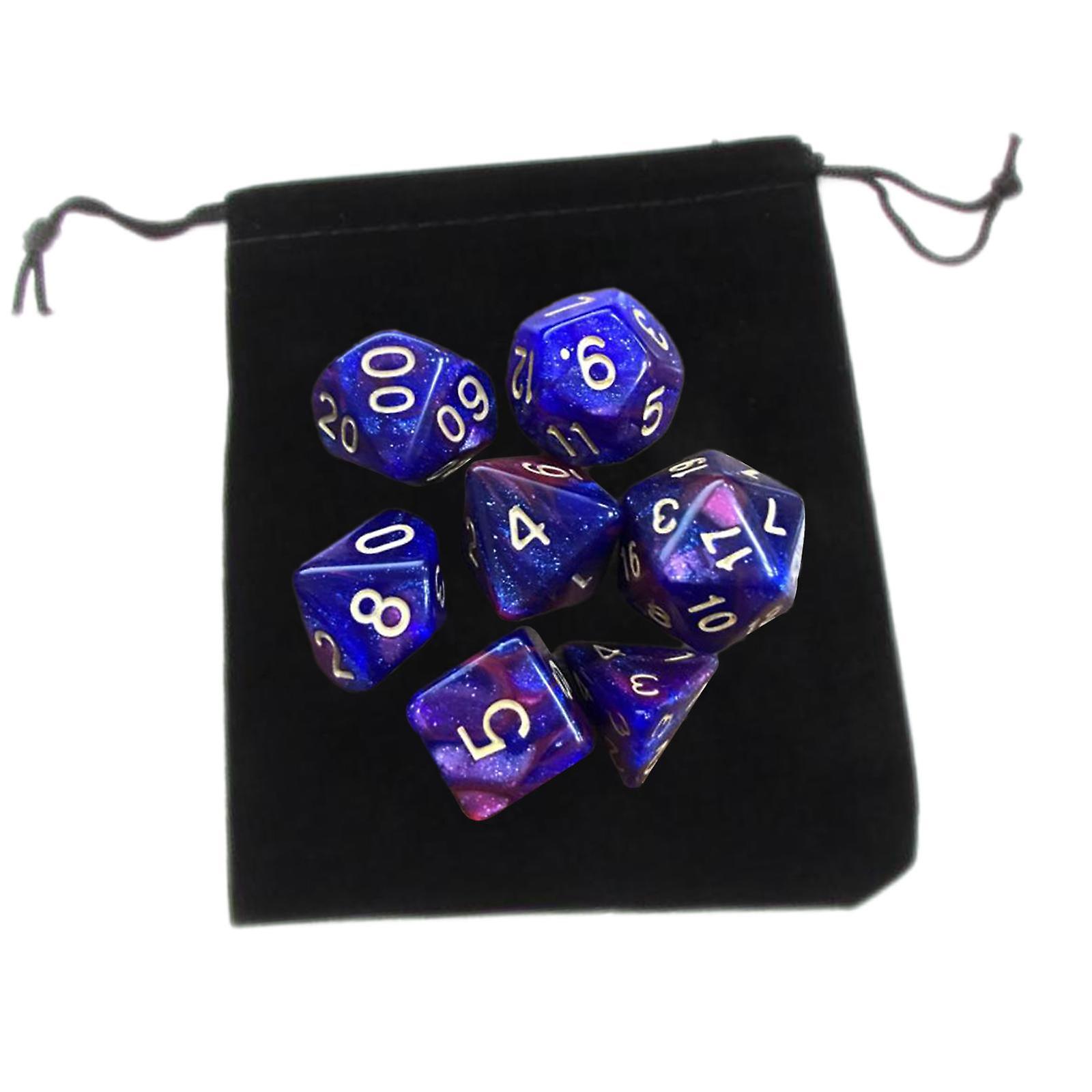 Acrylic Dices D10 D4 Dices Game D12 with Storage Pouch Party Game Blue