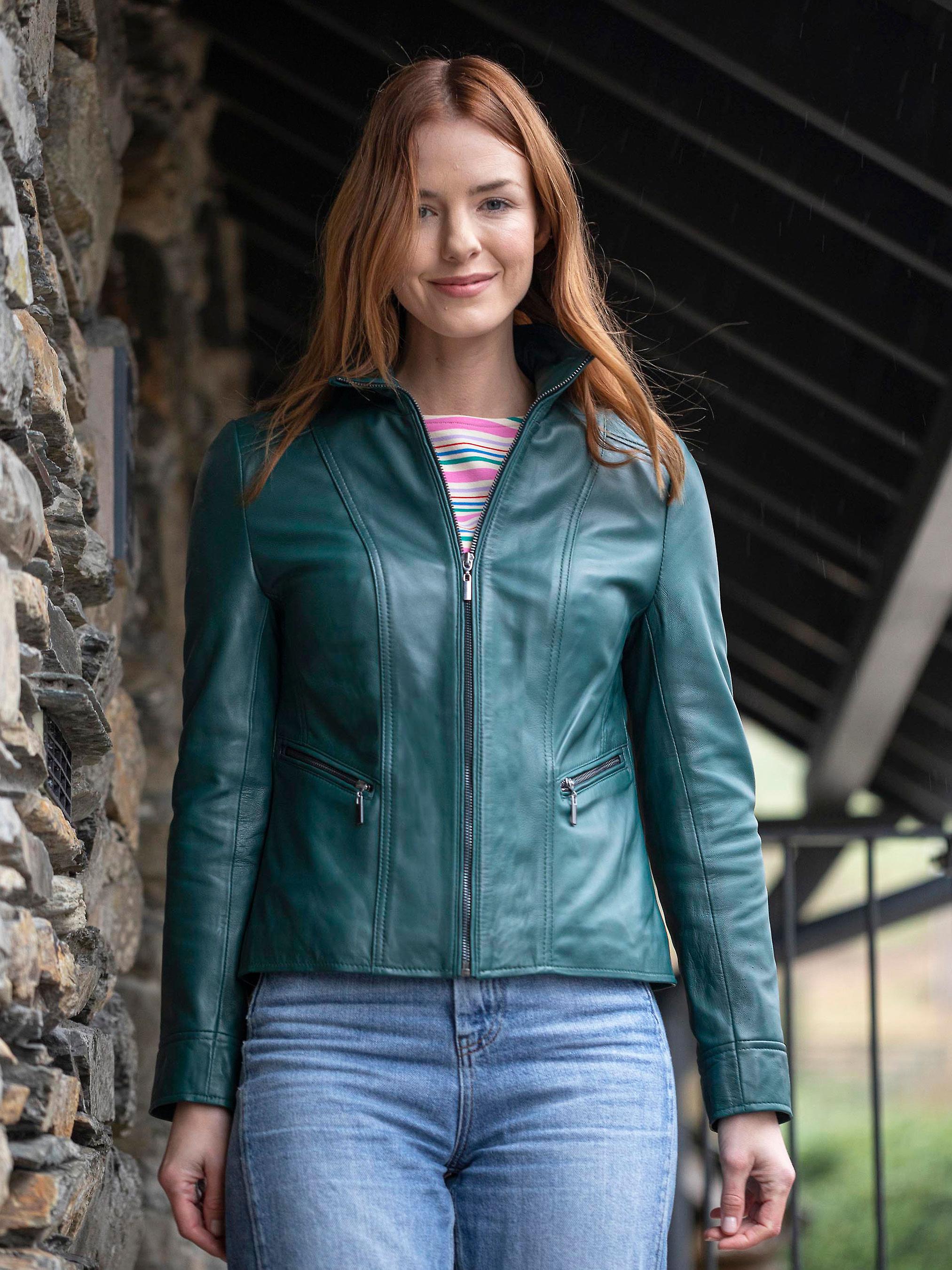 Fornside Leather Jacket in Teal