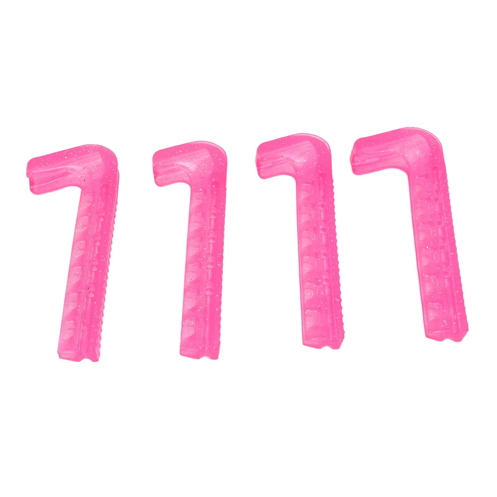4pcs Adjustable Ice Skate Guards Antiskid Soft Plastic Adjustable Hockey Skate Blade Covers for Home Rose Red