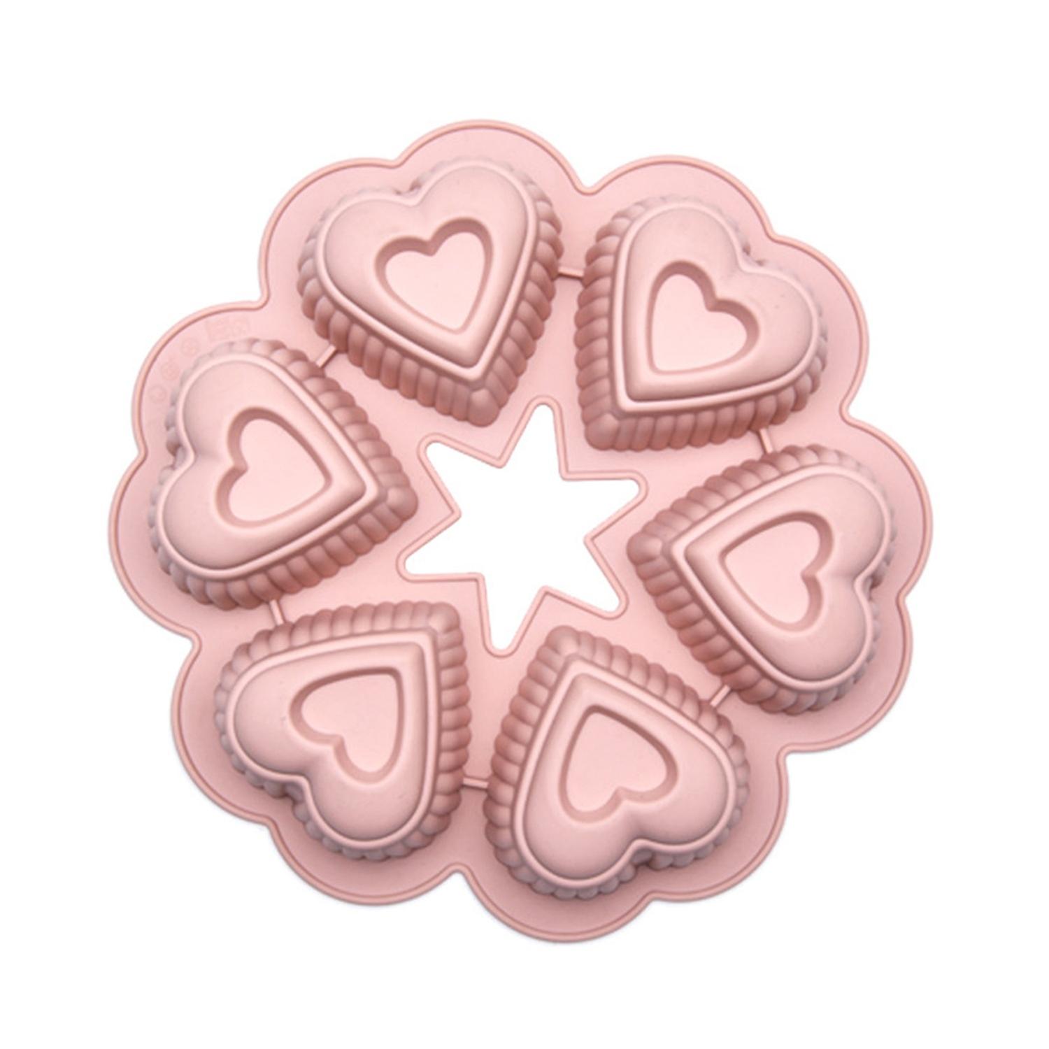 6 Cavity Practical Heat-resistant Cake Mold Elastic Easy to Demold Silicone Chocolate Mold for Home