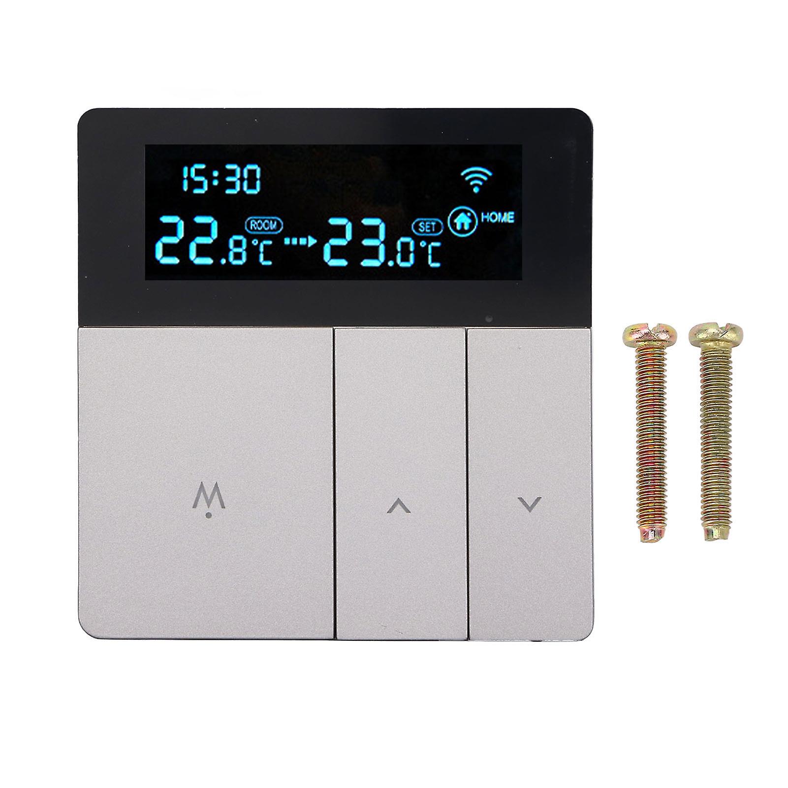 3A Smart Thermostat LCD Color Screen High Accuracy Programmable Thermostat Water Heating Boiler Heating for Home Shopping Mall AC90‑240V Grey Without