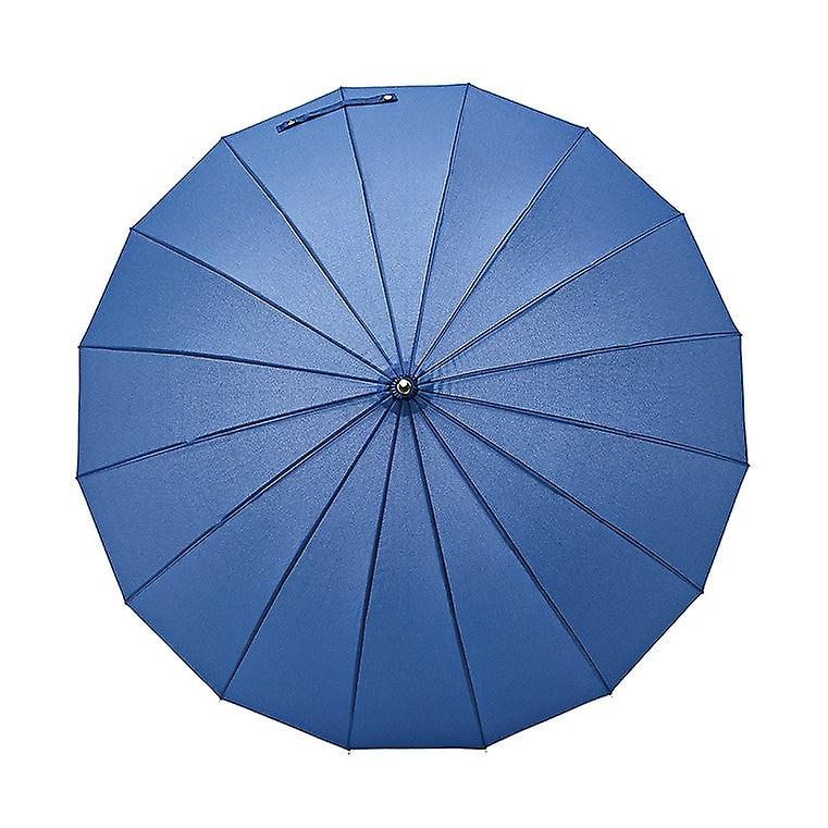 Deštníková Hůl S Rovnou Dřevěnou Rukojetí 16 Paprsků Modrý