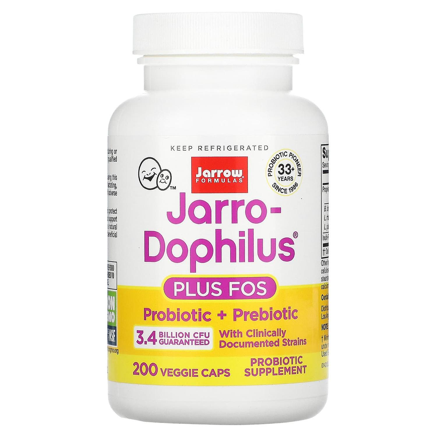 Jarrow Formulas, Jarro-Dophilus Plus FOS, 3.4 Billion CFU, 200 Veggie Caps