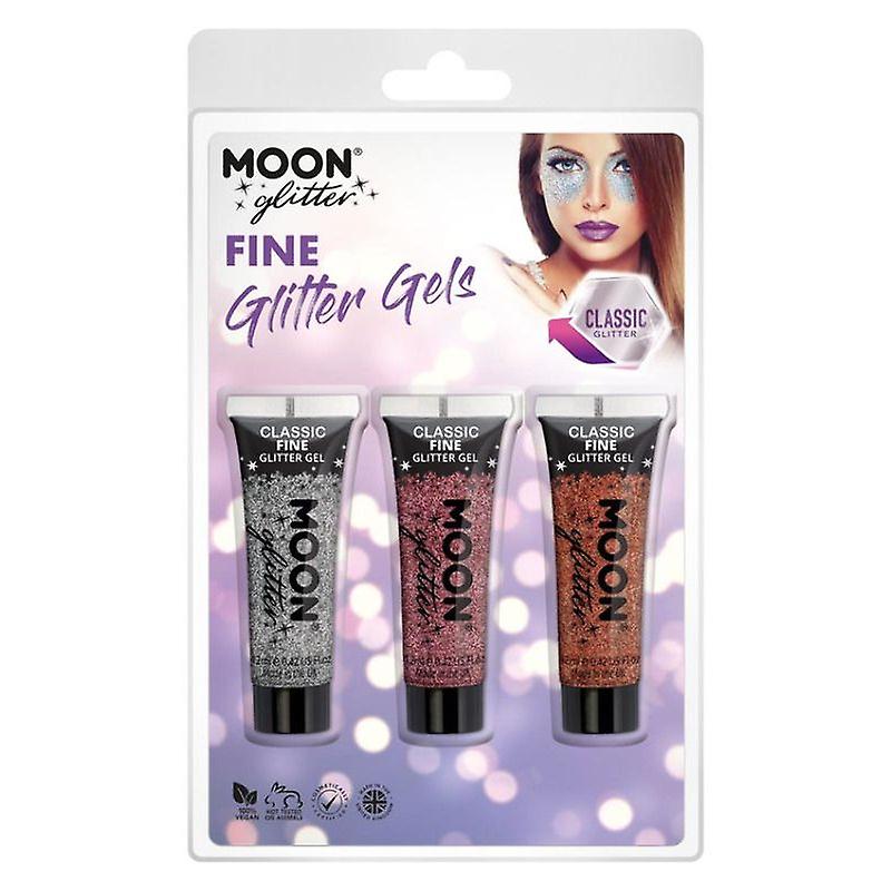 Moon Glitter Classic Fine Gel Clamshell, 12ml. 3 Colour Set G25217