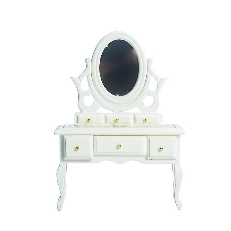 Miniature Furniture Toy Dolls House Diy Decoration Accessories Mini Dressing Table With Mirror