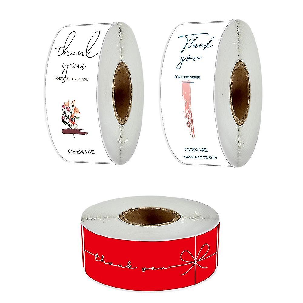 3 Thank You Stickers, 1" x 2.95" Rectangular Self-Adhesive Paper Labels for Baking Wraps, Envelope S