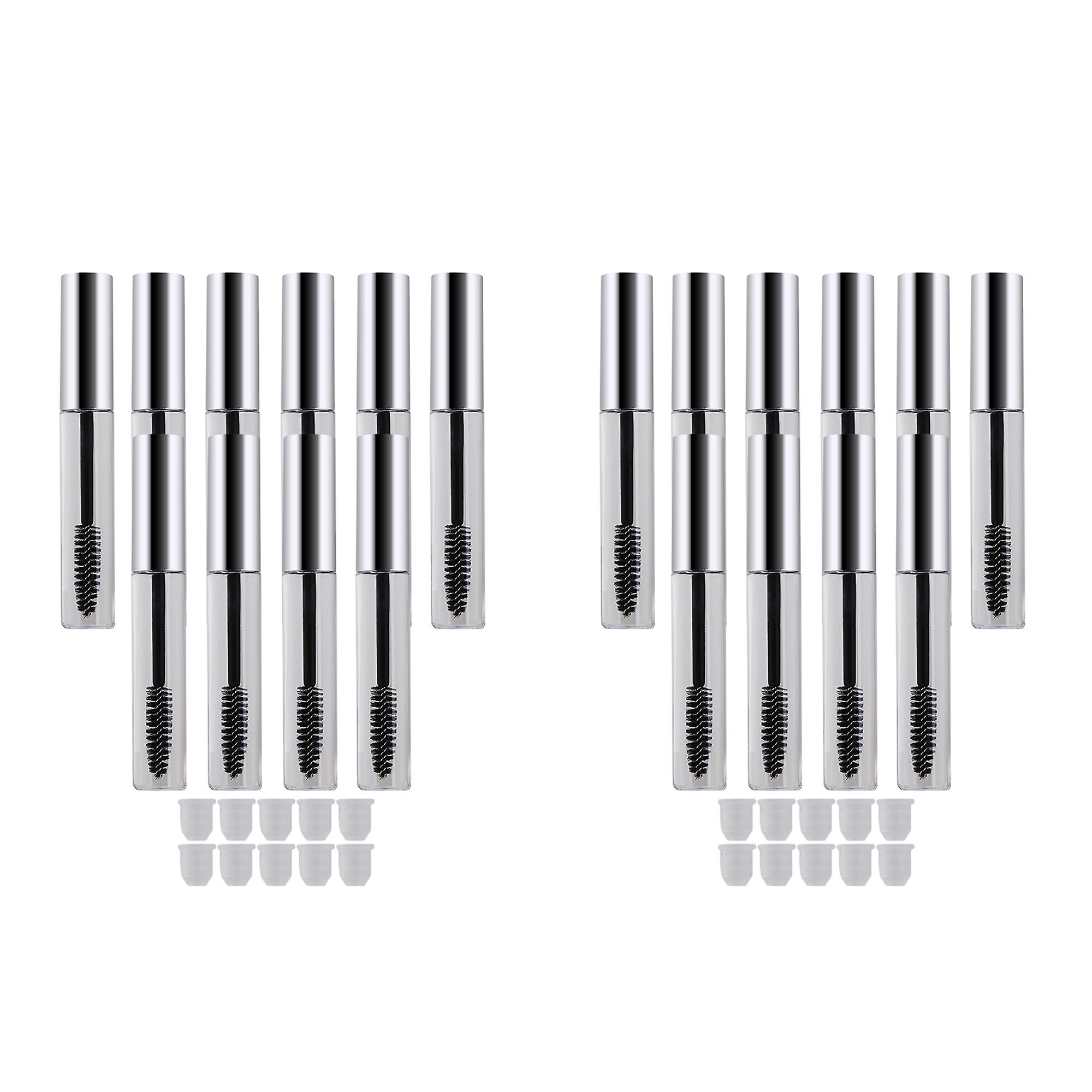 10ml Plastic Container Eyelash Tube Cream Vials Bottle Silver Pack of 20