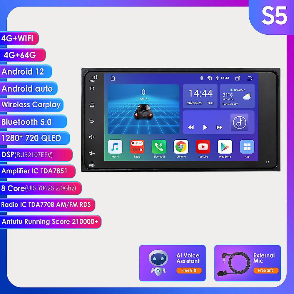 2 Din Android Universal Car Multimedia Player For Toyota Camry Corolla Rav4 Prado Tundra 4runner Land Cruiser 100 7"head Unit