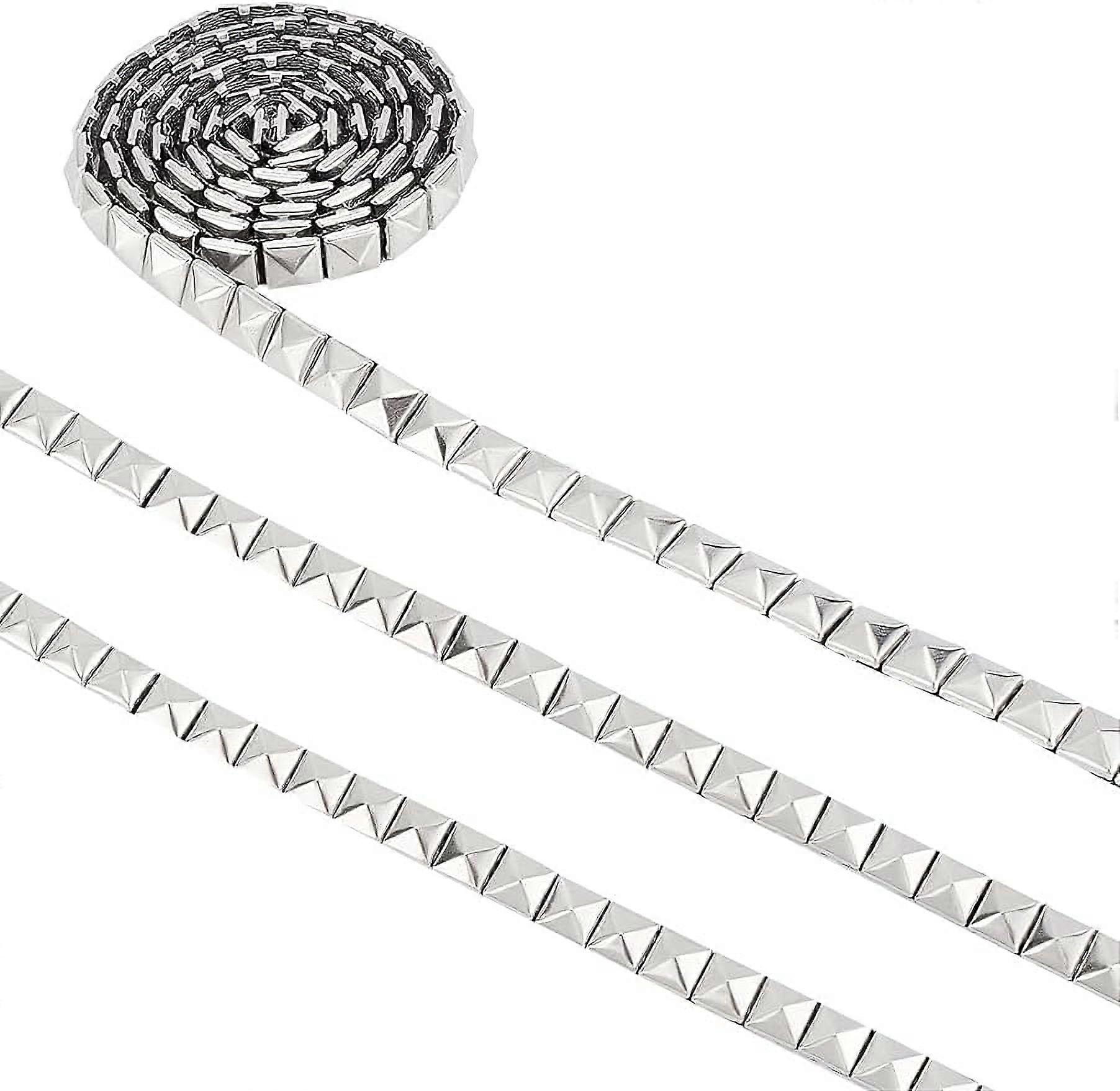 5Yards 8mm Hot Fix Nailhead Trim Stainless Steel Square Rivet Studed Applique Trim Metal Iron-on Nailhead Trim