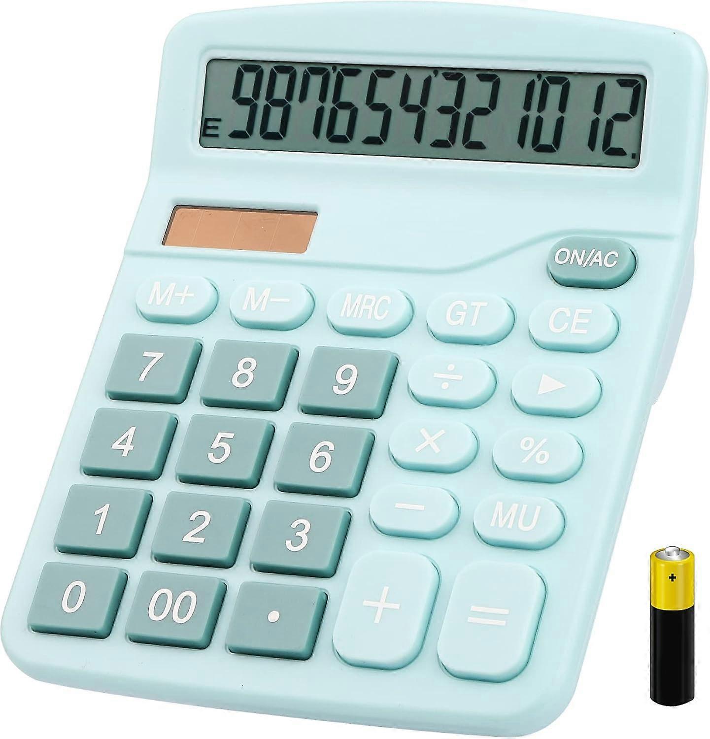 Desk Calculator, Compact 12-Digit Solar Battery Office Electronic Calculator with LCD Display, Dual Power Desktop Scientific Calculators -Yx
