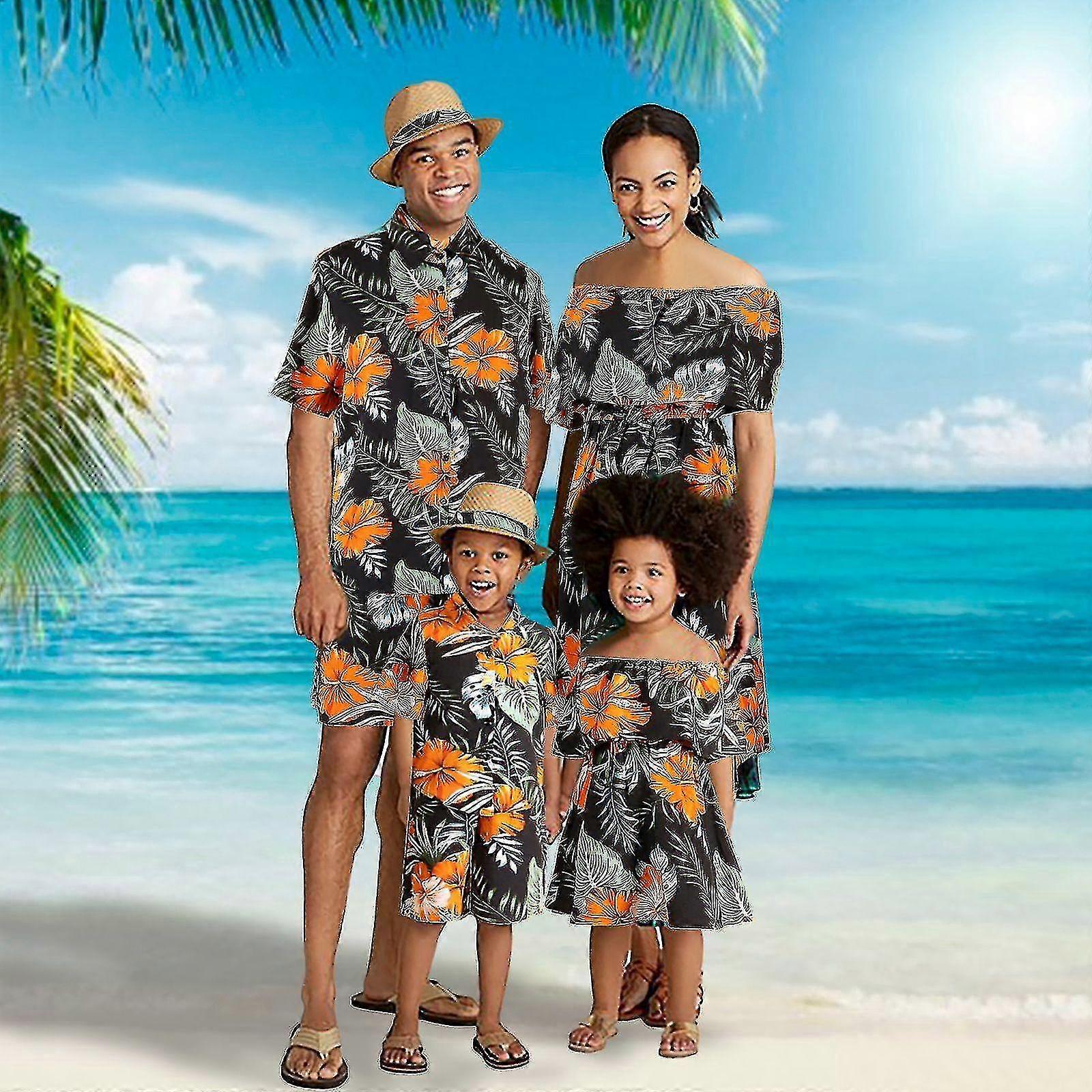Dress Luau Outfits Matching Hawaiian Shirts For Family Ladies