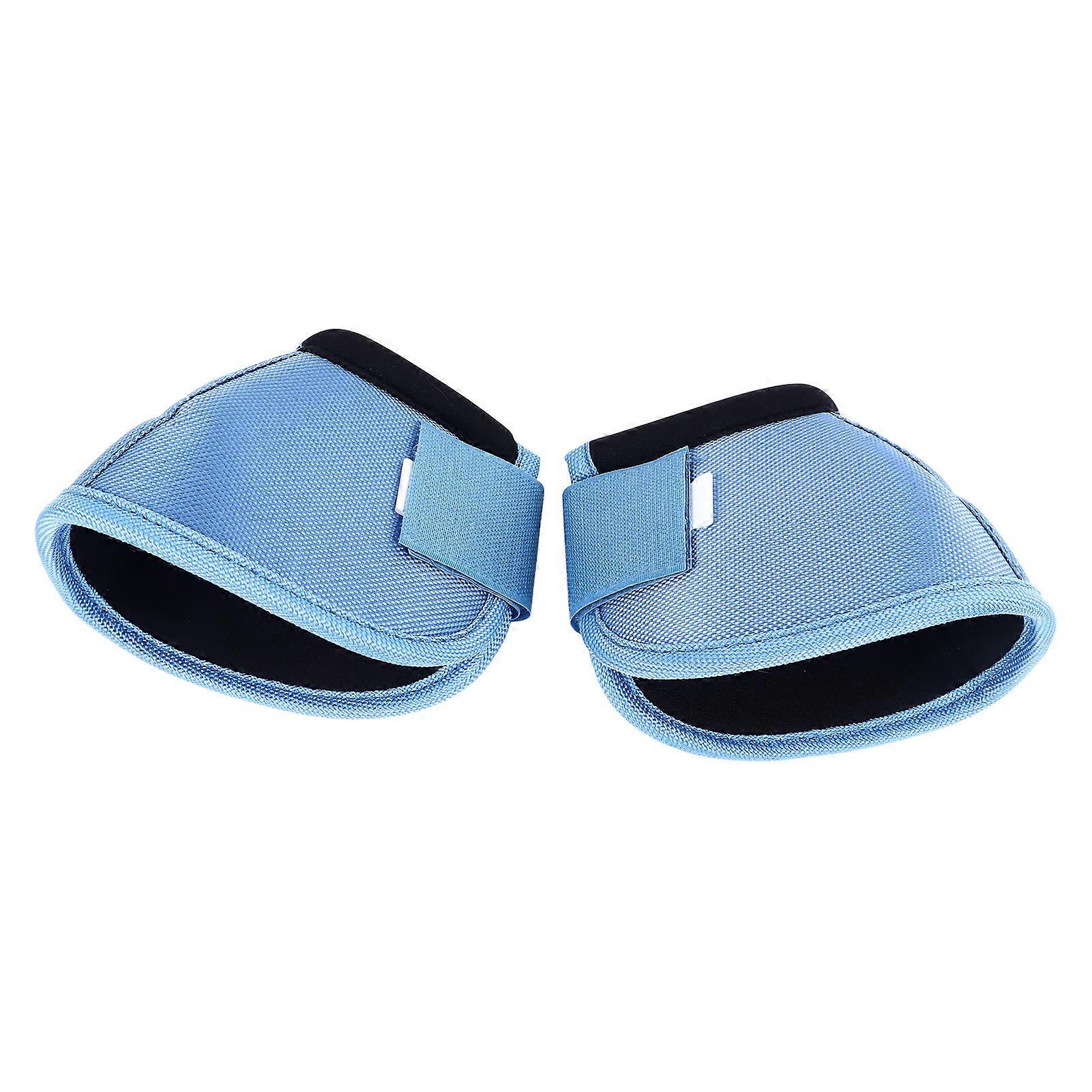 أحذية جرس الحصان أكسفورد القماش ارتداء المقاومة مريحة تنفس الحصان حافر حماية الأحذية لإمدادات الحصان والعتاد الأزرق S