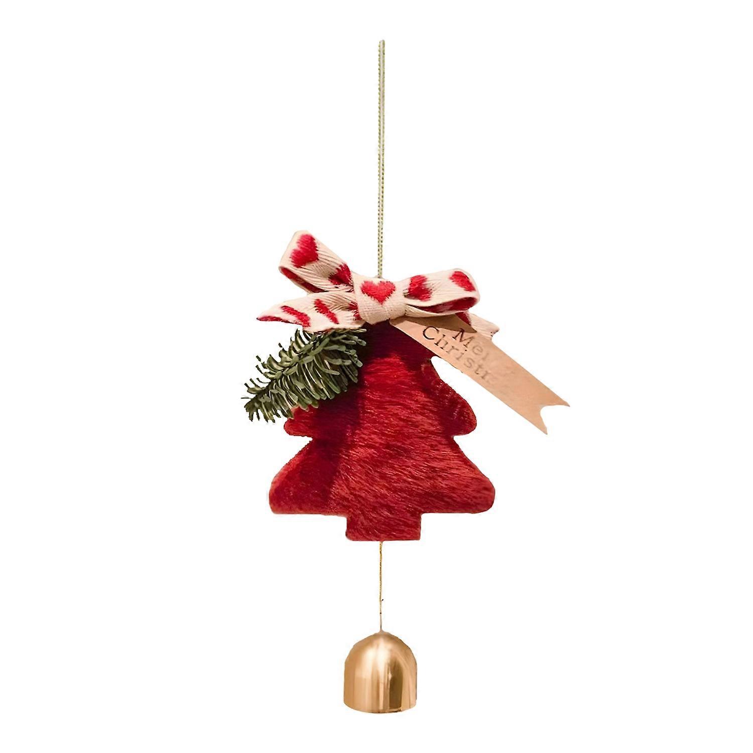 Christmas Bell Decoration Xmas Tree Bow Bell Pine Hanging Ornaments Jingle Bell Pendant for