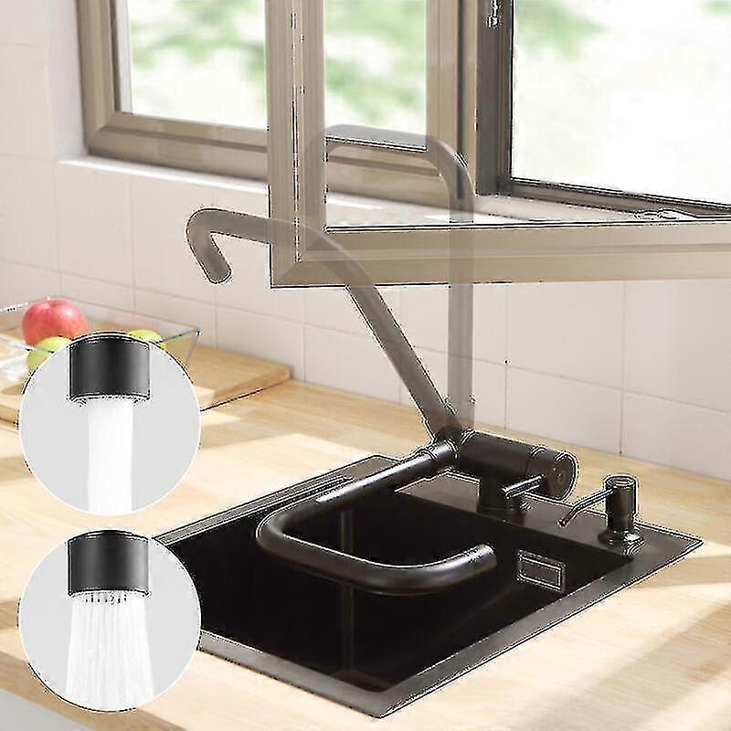 Black Folding Kitchen Mixer Folding Kitchen Faucet With 2 Choice Of Jets Under Window Kitchen Mixer With 360 Swivel Spout Folding Sink Taps In Front O