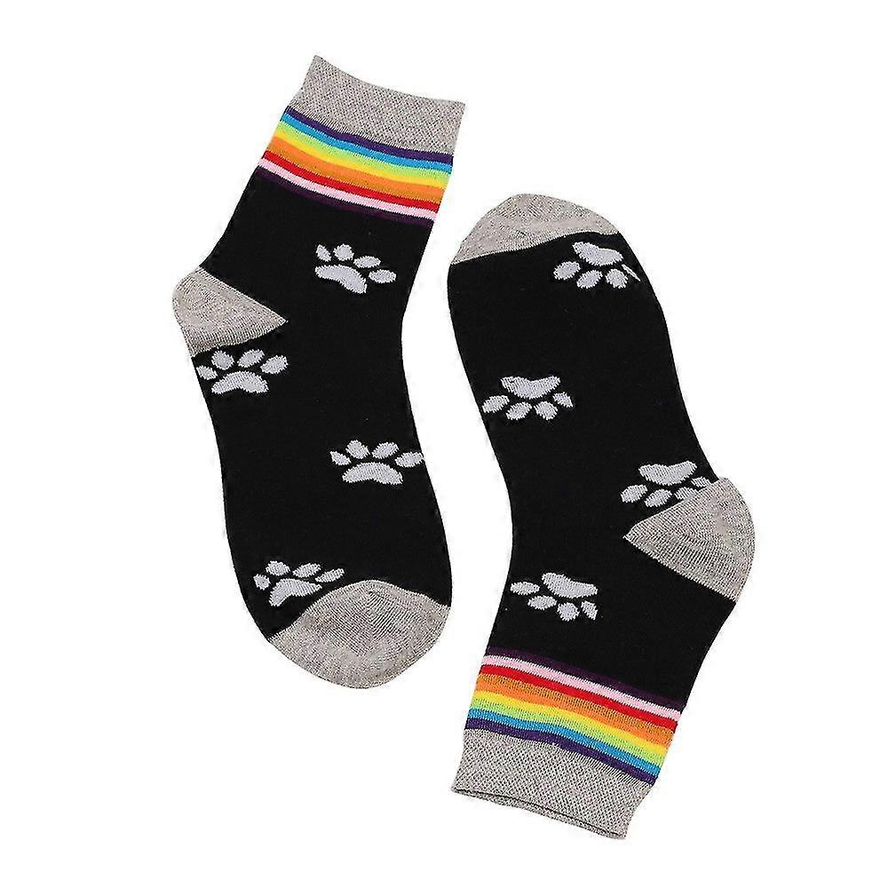 women's socks thick warm crew fuzzy funny rainbow animal paw print slipper sock