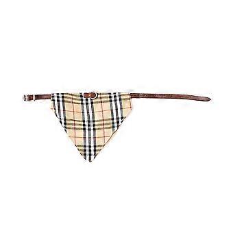 Dog Collar Leather With Checkered Handkerchief