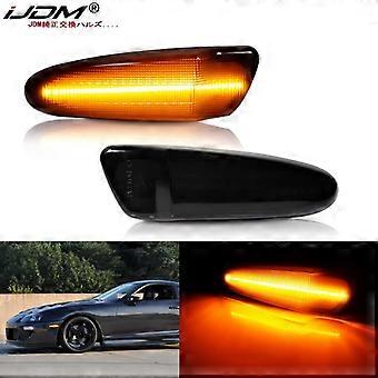GTINTHEBOX Clear Amber LED Front Bumper Side Marker Lights For Toyota Supra MK.4 1997-1998 (US Spec)