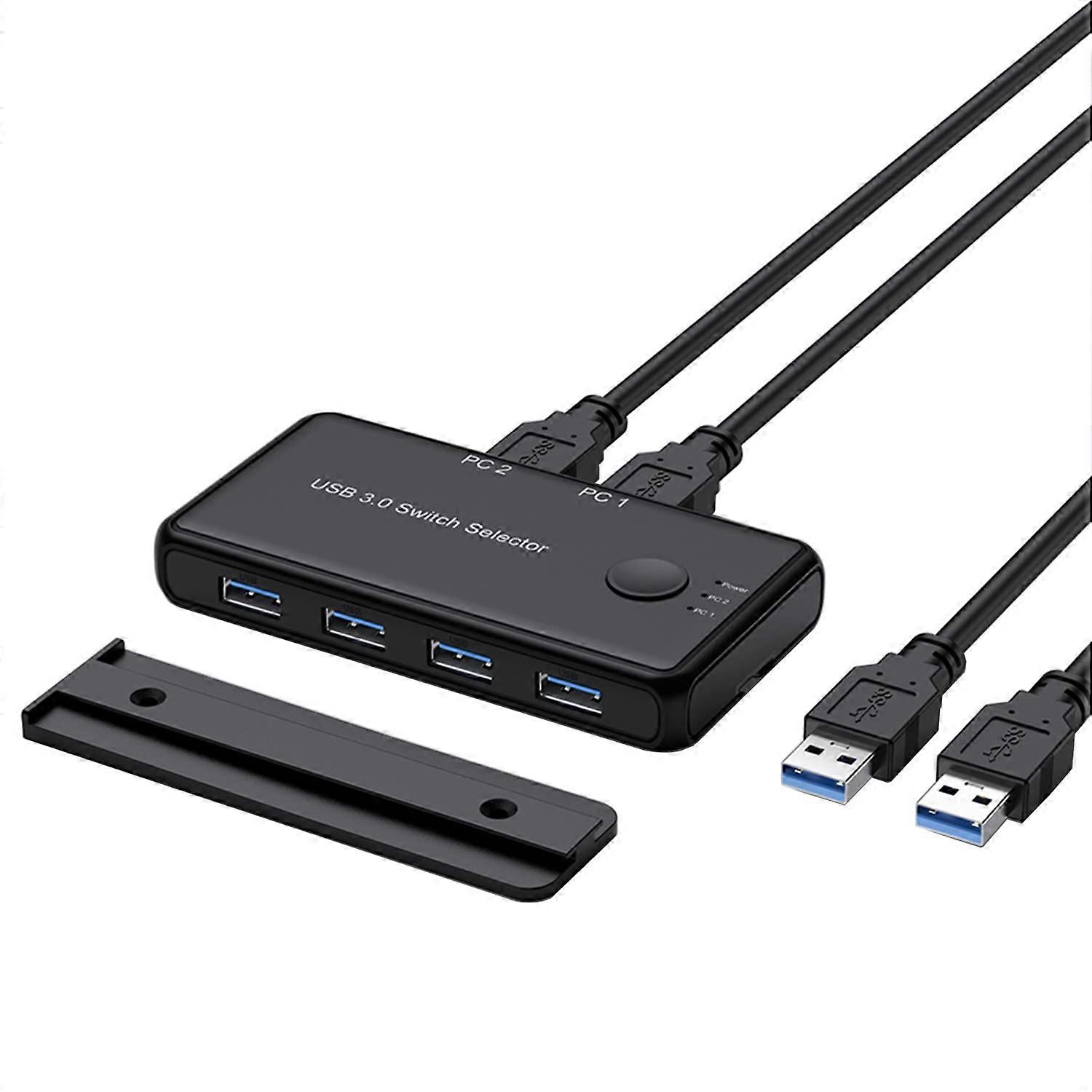 USB 3.0 Switch Selector 4 Port 2 Computers Peripheral Switcher Adapter Hub for Keyboard Mouse Printer Scanner