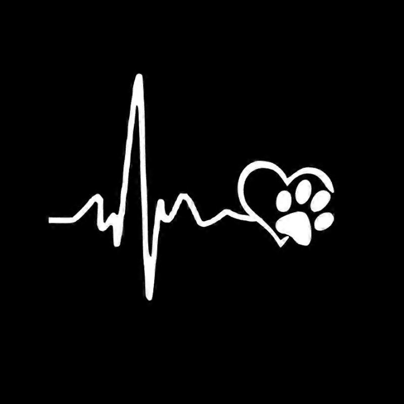 ECG Love Dog Footprint Sticker Car Decal Auto Window Laptop Decoration Car Accessories Creative Cartoon Cute Black/White Sticker
